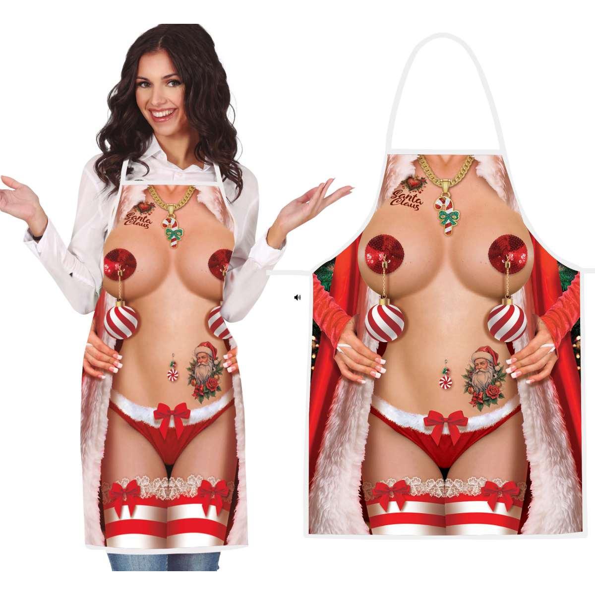 Grembiule Natalizio in Tessuto Sexy Donna Nuda |Guirca_092