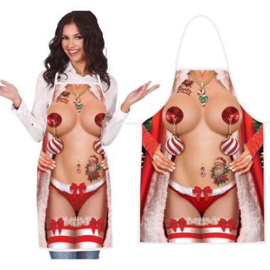Grembiule natalizio in tessuto sexy donna nuda