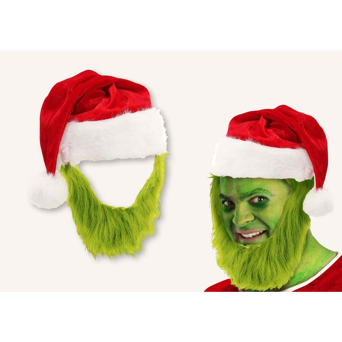 Cappello Natale Rosso con Barba Verde Grinch |Guirca_122