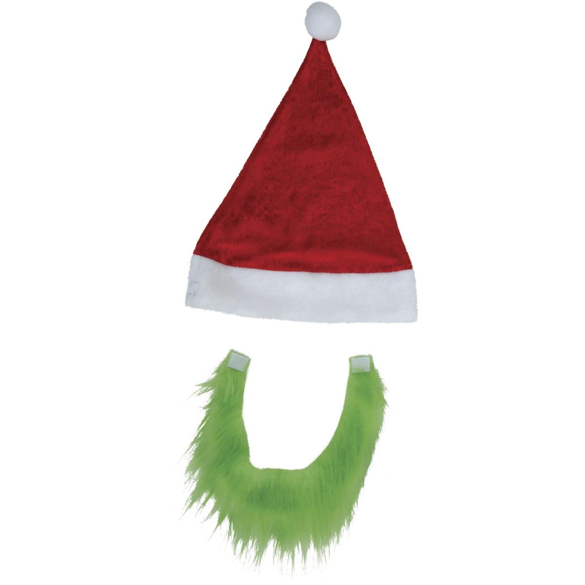 Cappello Natale Rosso con Barba Verde Grinch |Guirca_122