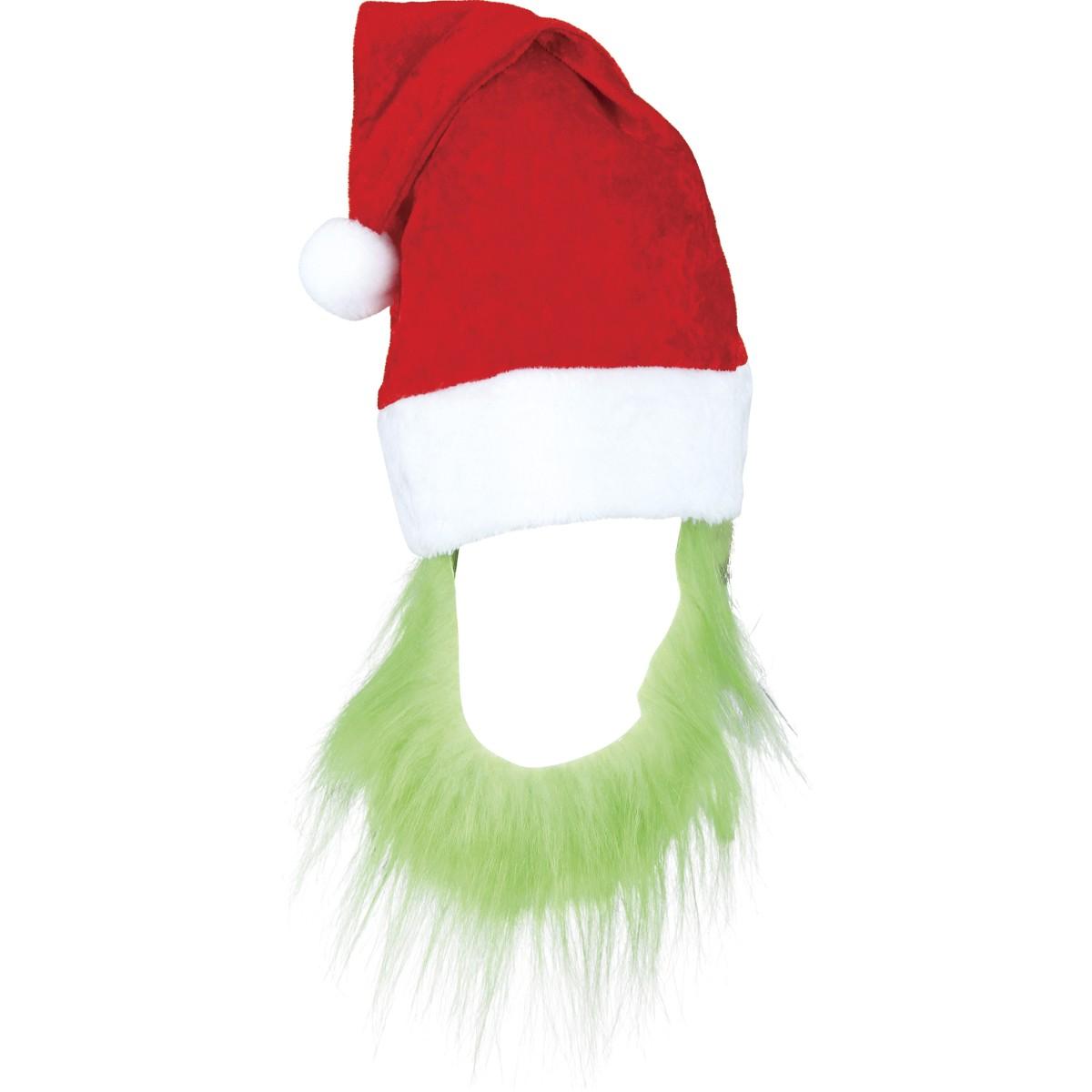 Cappello Natale Rosso con Barba Verde Grinch |Guirca_122
