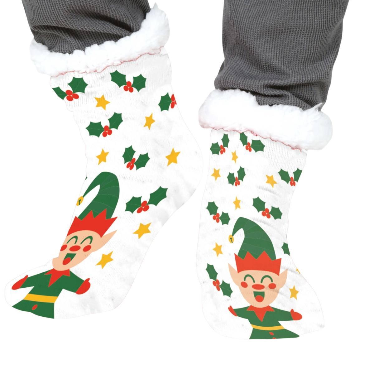 Calzini natale termici bianchi elfo