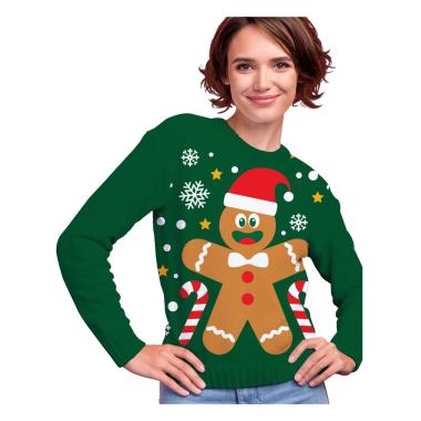 Maglione Natale Verde con Biscotto |Donna_077