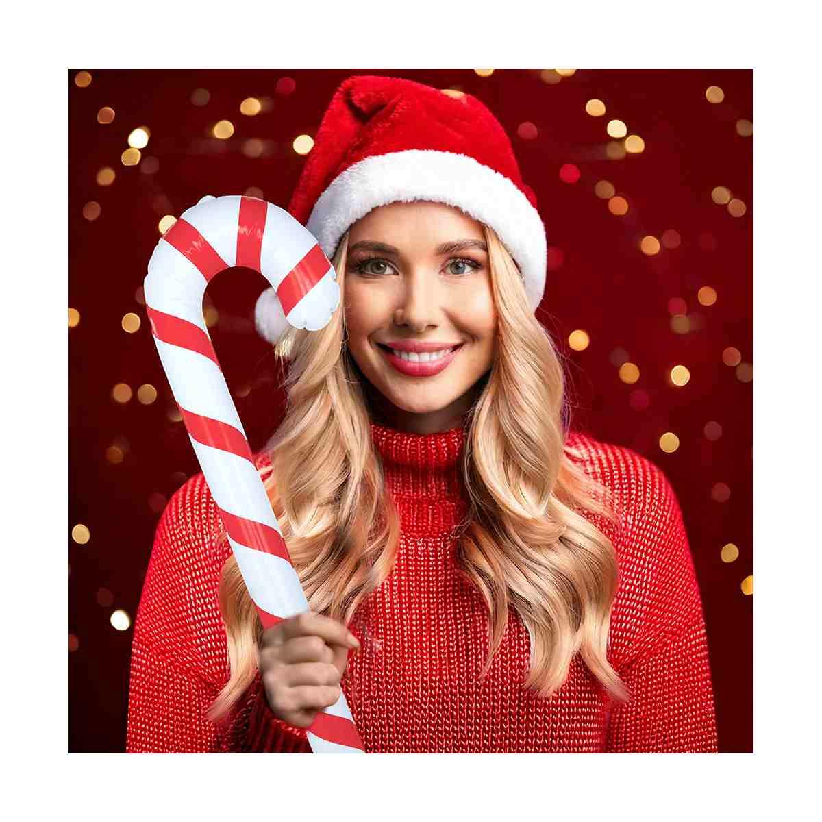 Decorazione Natalizia Bastoncino Candy Rosso Gonfiabile cm.90 |Guirma_079