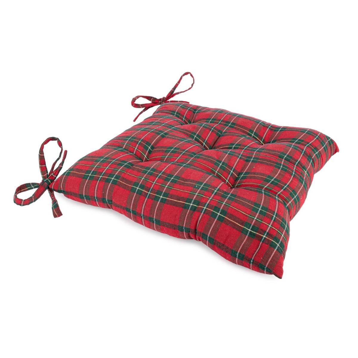 Cuscino Sedia in Tessuto Natale Tartan cm.40x40 |Bizzotto_964