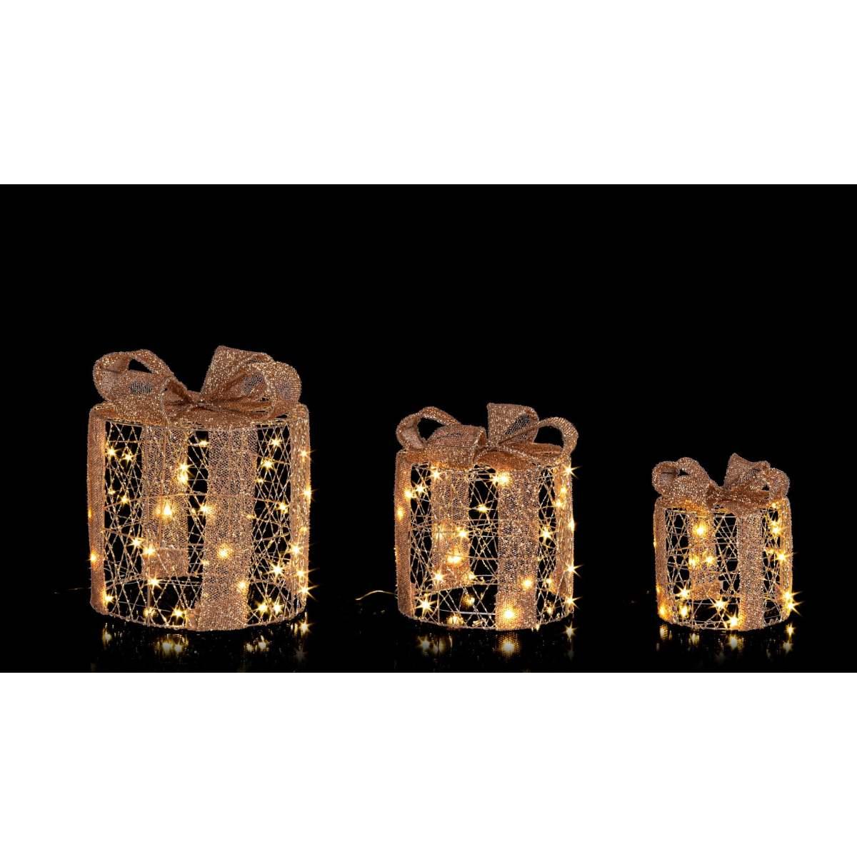 Luci Natale Esterno LED 90 Pacco Regalo Tondo Bianco Caldo Set pz.3 |Bizzotto_959