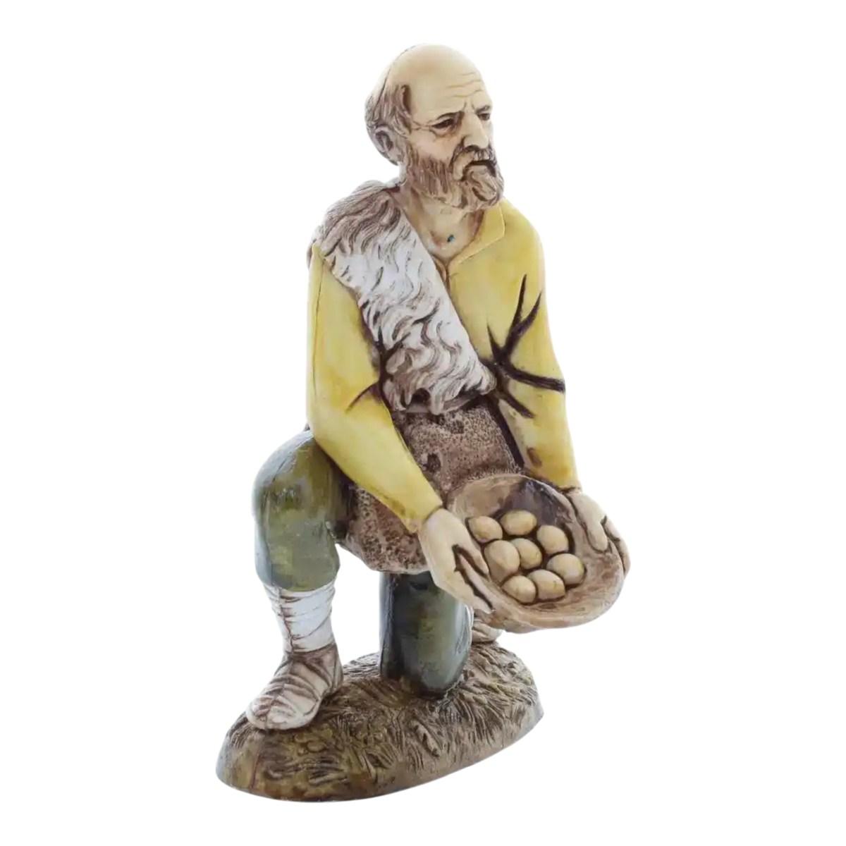 Statua cm.12 Inginocchiato con Cesto Uova |Moranduzzo