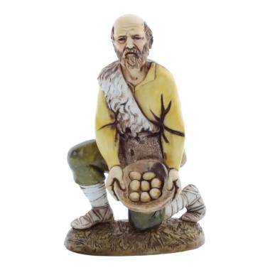 Statua cm.12 Inginocchiato con Cesto Uova |Moranduzzo