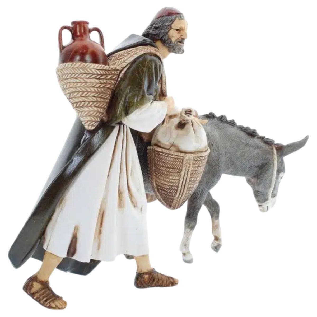 Statua cm.13 Viandante con Asino |Moranduzzo