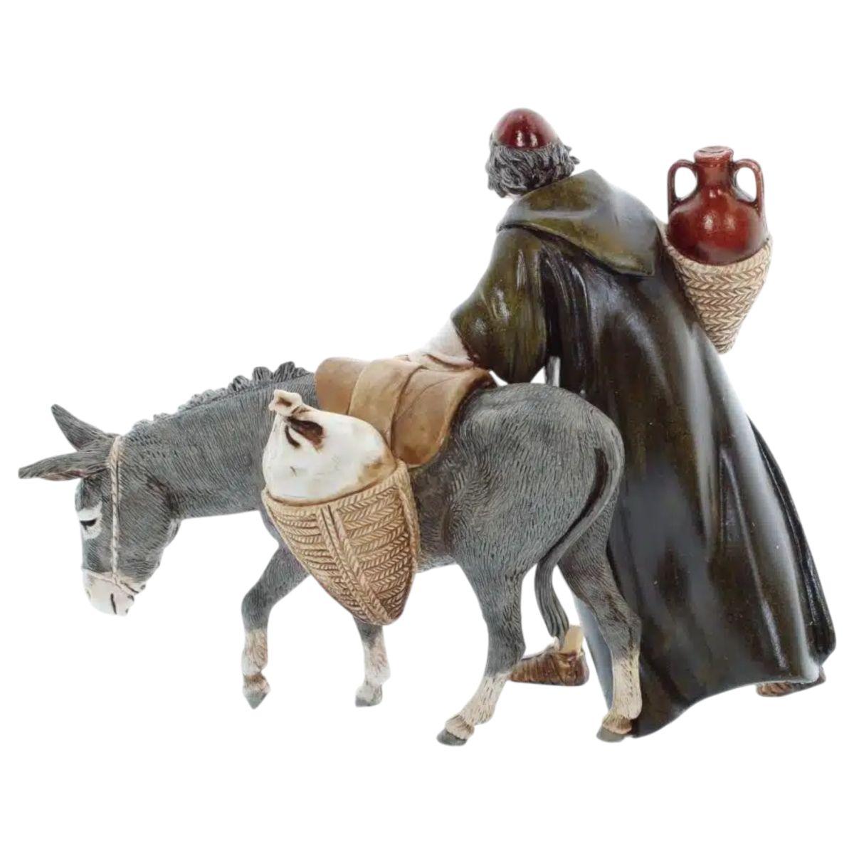 Statua cm.13 Viandante con Asino |Moranduzzo