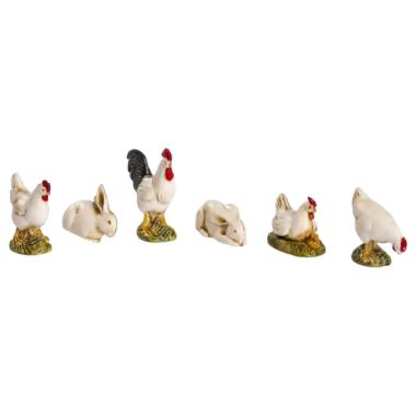 Animali da Cortile Galline e Coniglio St pz.6 Statue da cm.10 |Moranduzzo