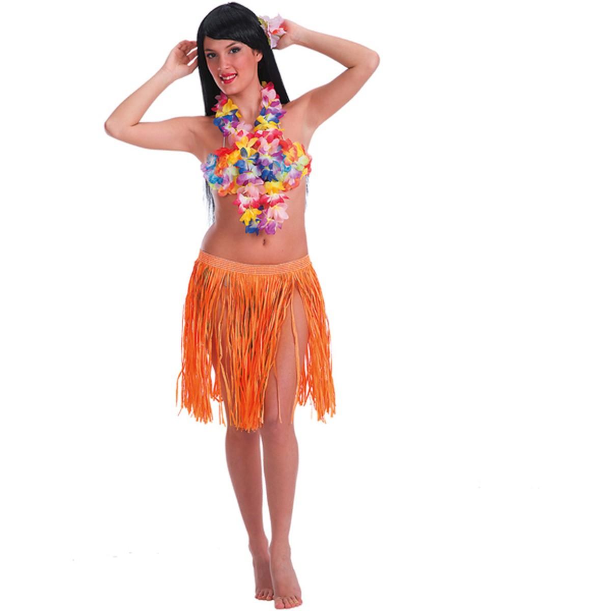 Gonna cm.45 Hawaii Rafia Arancione |Carnival Toys