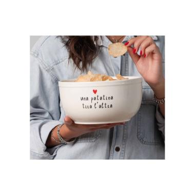 Insalatiera Cucina cm.Ø20 Ceramica Una Patatina Tira l'Altra Simple Day |Simply_016