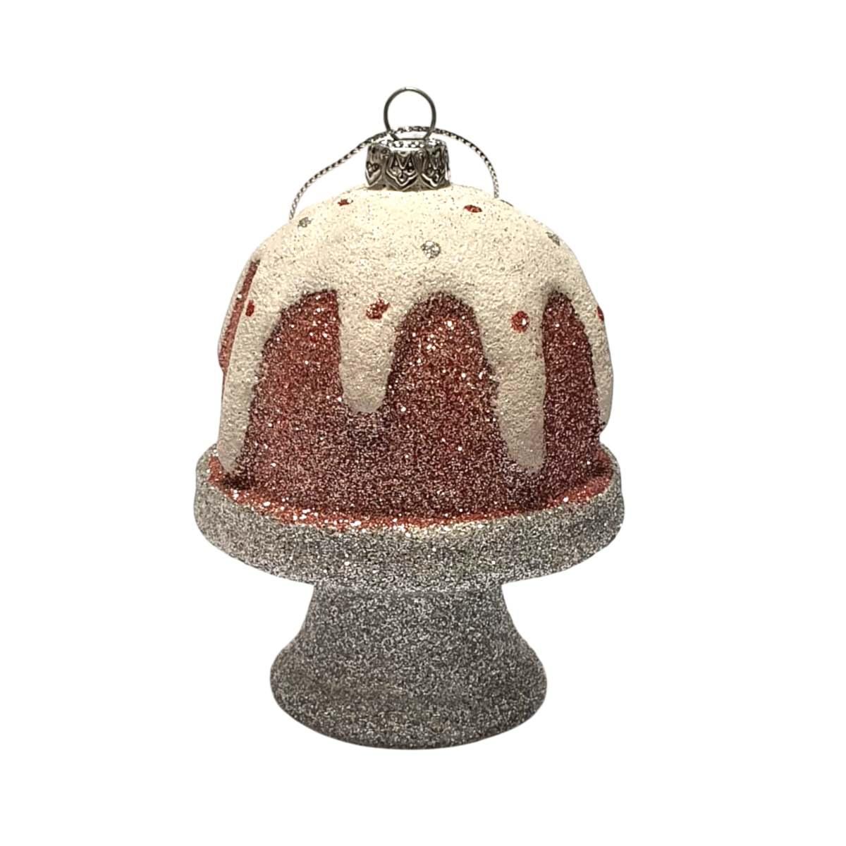 Pallina Natale cm.10 PVC Dolce Circus Rosa/Argento |Fade_361B