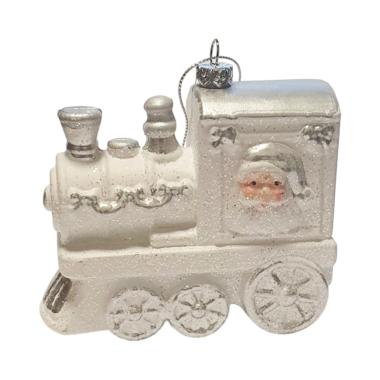 Pallina Natale cm.10 PVC Trenino Circus Rosa/Argento |Fade_361D