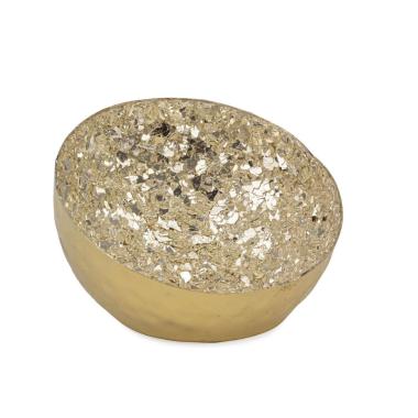 Ciotola Vetro Metallo Oro Scaglie Argento cm.Ø10 |Bizzotto_834