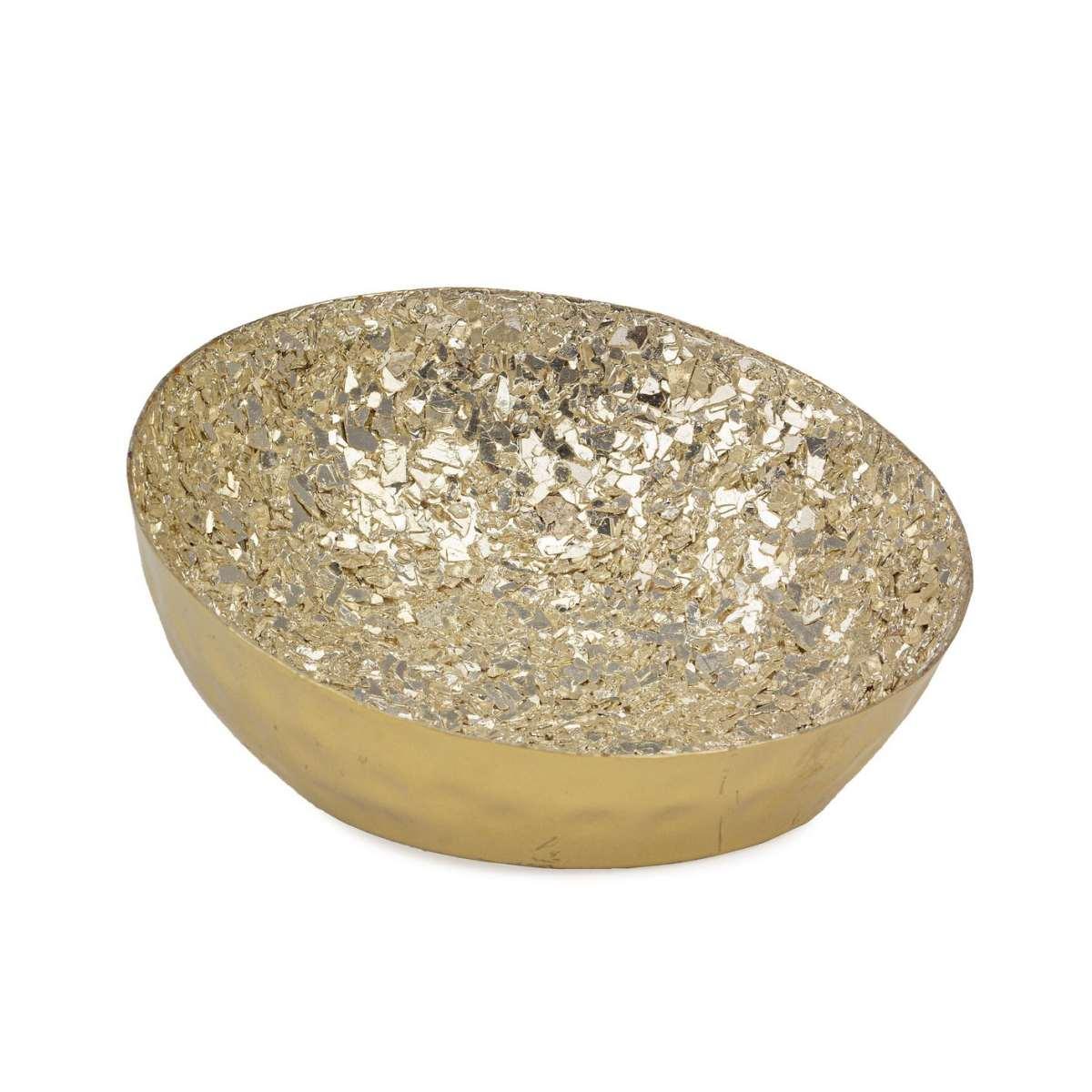 Ciotola Vetro Metallo Oro Scaglie Argento cm.Ø12,5|Bizzotto_841