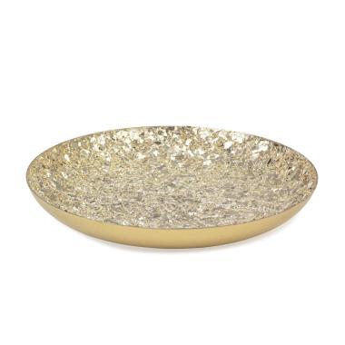 Ciotola Vetro Metallo Oro Scaglie Argento cm.Ø20,5 |Bizzotto_858