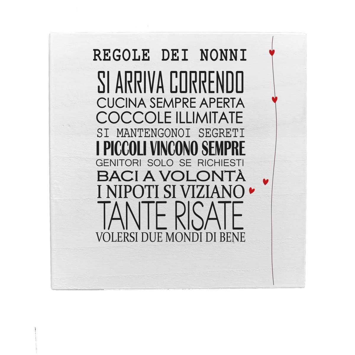 Targa Legno Dedica Regole dei Nonni cm.19,5