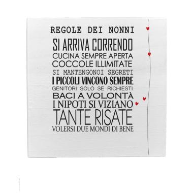 Targa Legno Dedica Regole dei Nonni cm.19,5