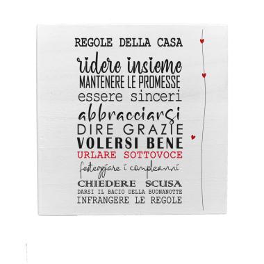 Targa Legno Dedica Regole della Casa cm.19,5 |D79