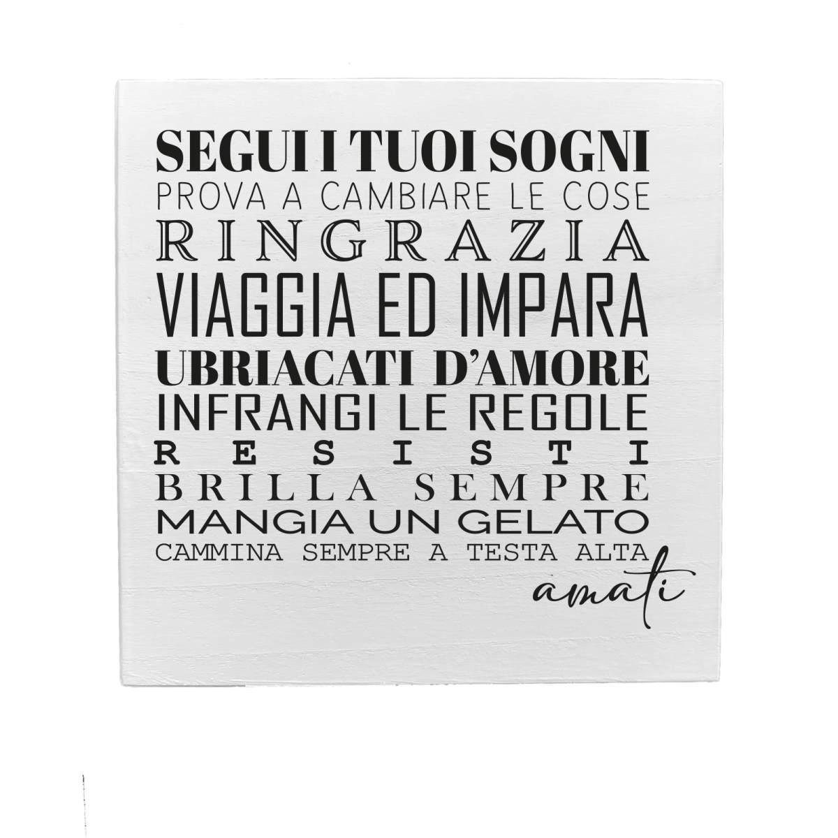 Targa Legno Dedica Sogni cm.19,5