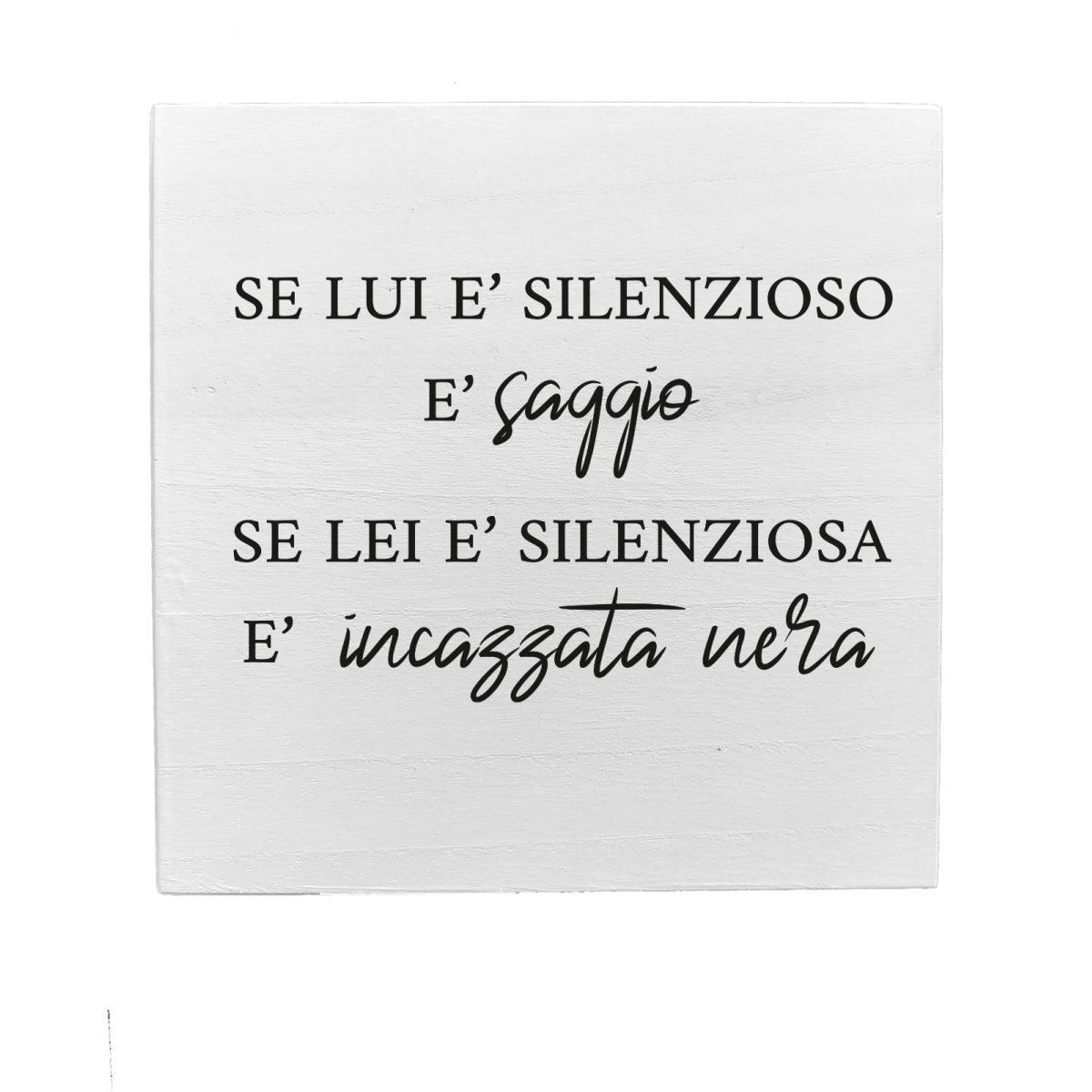 Targa Legno Dedica Spiritosa per Lui e Lei cm.19,5