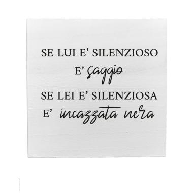 Targa Legno Dedica Spiritosa per Lui e Lei cm.19,5