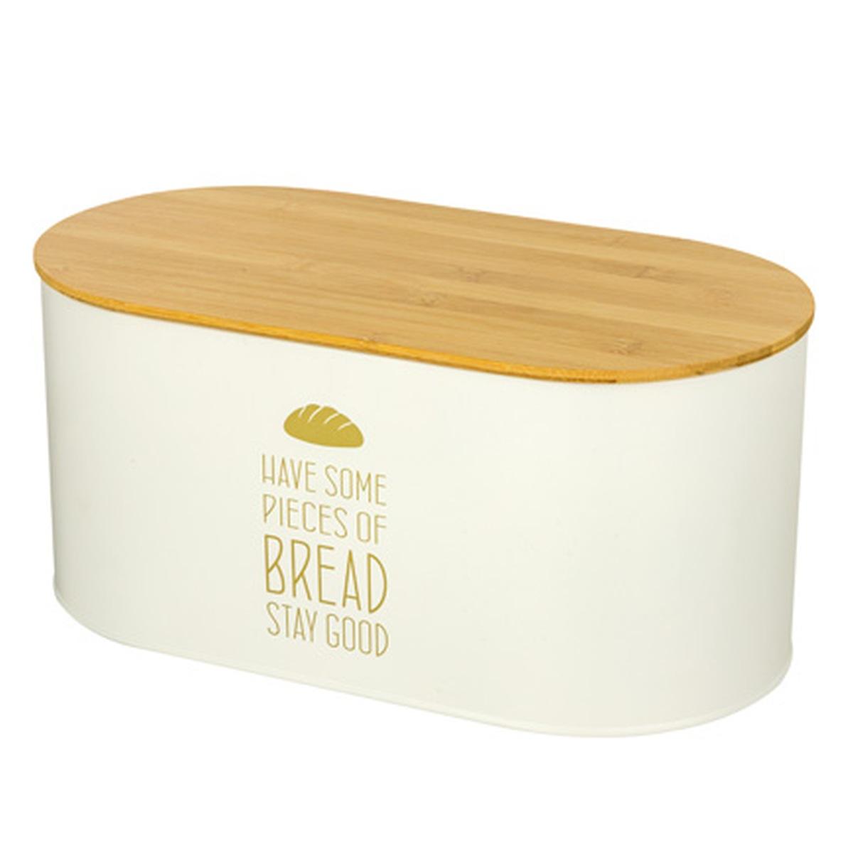 Porta Pane Metallo Stay Happy Coperchio Legno cm. |Montemaggi_968