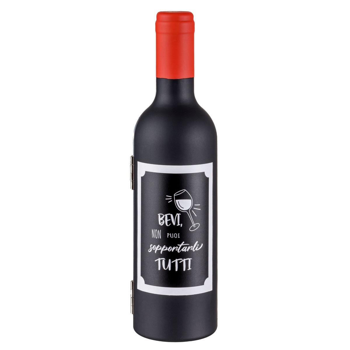 Set Accessori Vino Bottiglia Nero con Scritta cm. |Montemaggi_658