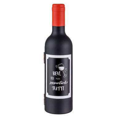 Set Accessori Vino Bottiglia Nero con Scritta cm. |Montemaggi_658