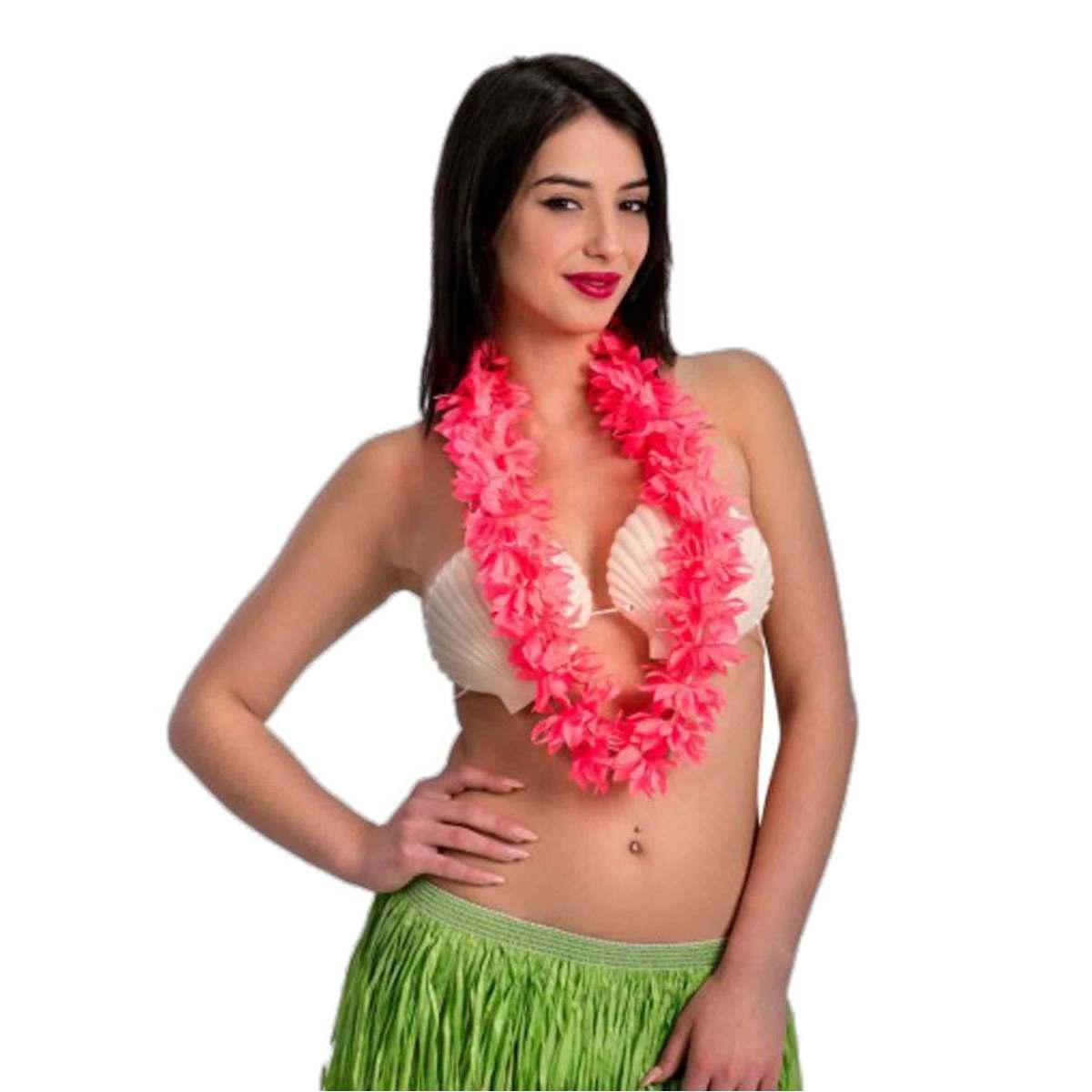 Collana Hawaii con Fiori Rosa Fluo |Carnival Toys