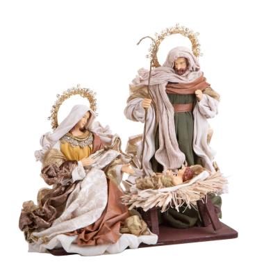 Natività cm.36 con Abiti Tessuto con Base Set pz.3 |Bianchi Dino_622