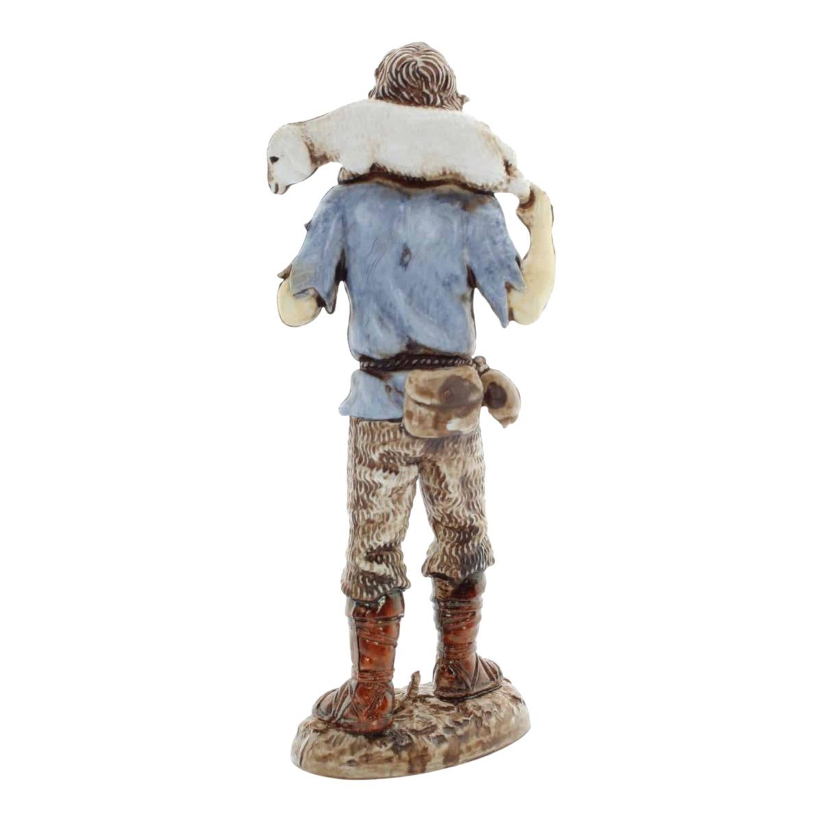 Statua presepe 12 cm buon pastore pecora sulle spalle