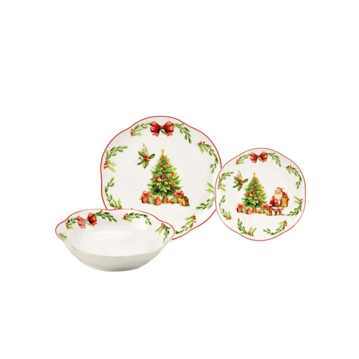 Piatti Servizio Tavola Set pz.18 Natalizio Porcellana Fade Fiocco|_969