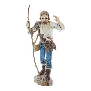 Statua cm.12 Pastore con Bastome e Borsa Tracolla |Moranduzzo