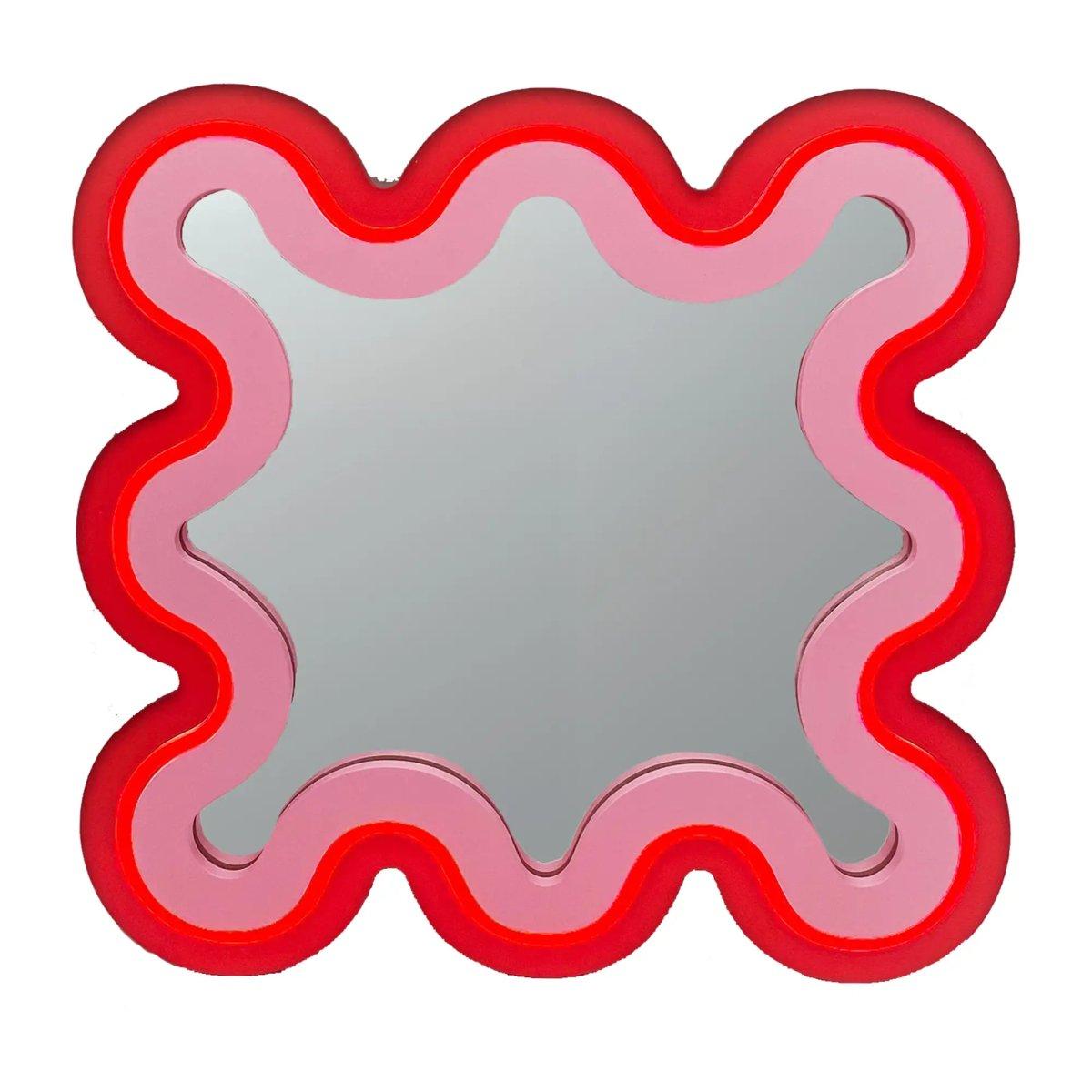 Specchio LED Rosso Rosa cm.35x35 USB |Lamart
