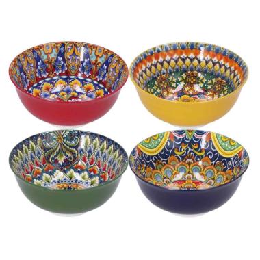 Insalatiera cm.Ø17,5 Ceramica Blu con Decori |_323D