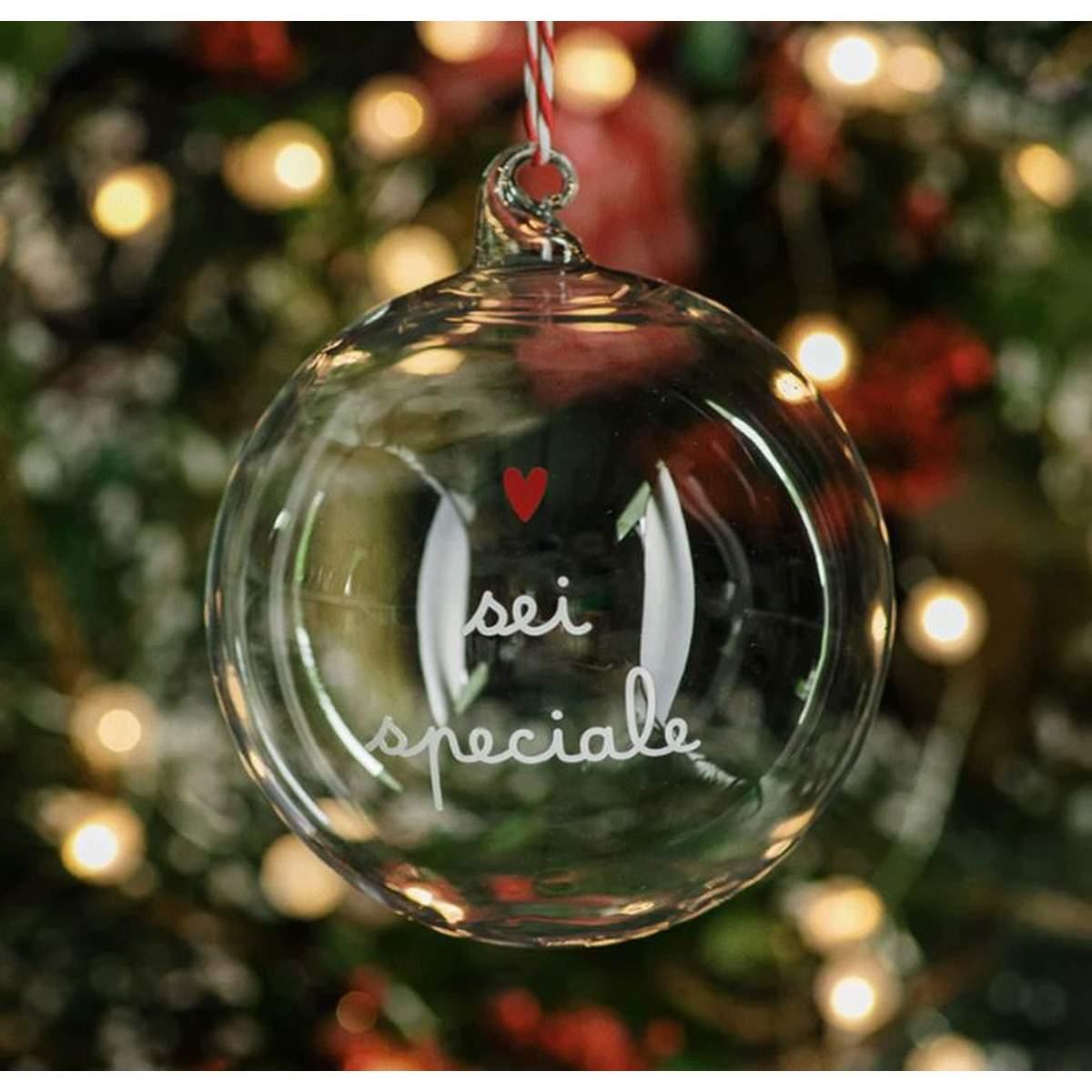 Pallina Natale Vetro cm.Ø12 con Scritta Sei Speciale |_287