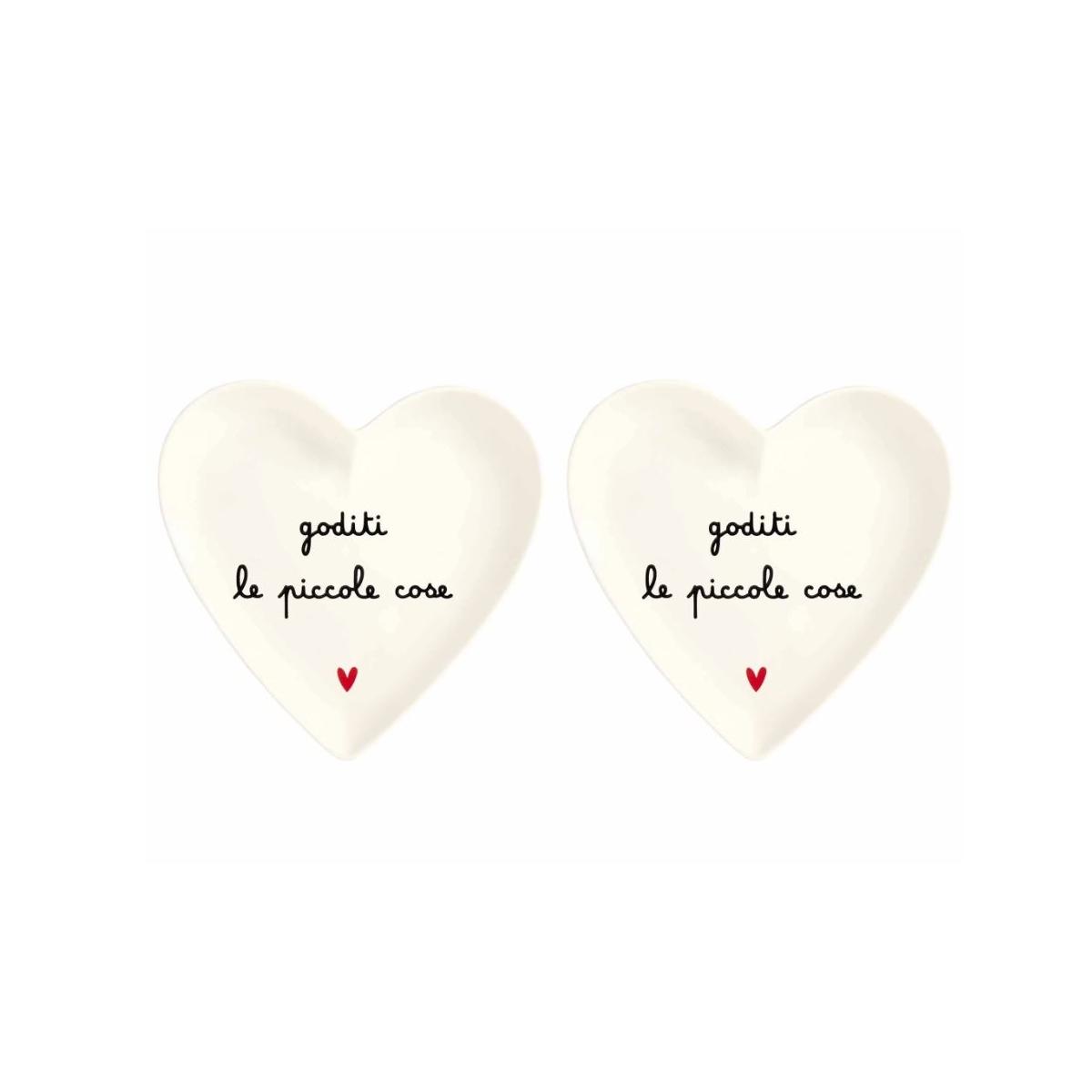 Piatto Tavola Ceramica Cuore cm.18 Simply Day Piccole Cose Set pz.2 |_209