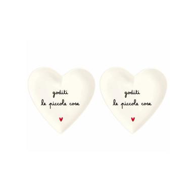 Piatto Tavola Ceramica Cuore cm.18 Simply Day Piccole Cose Set pz.2 |_209