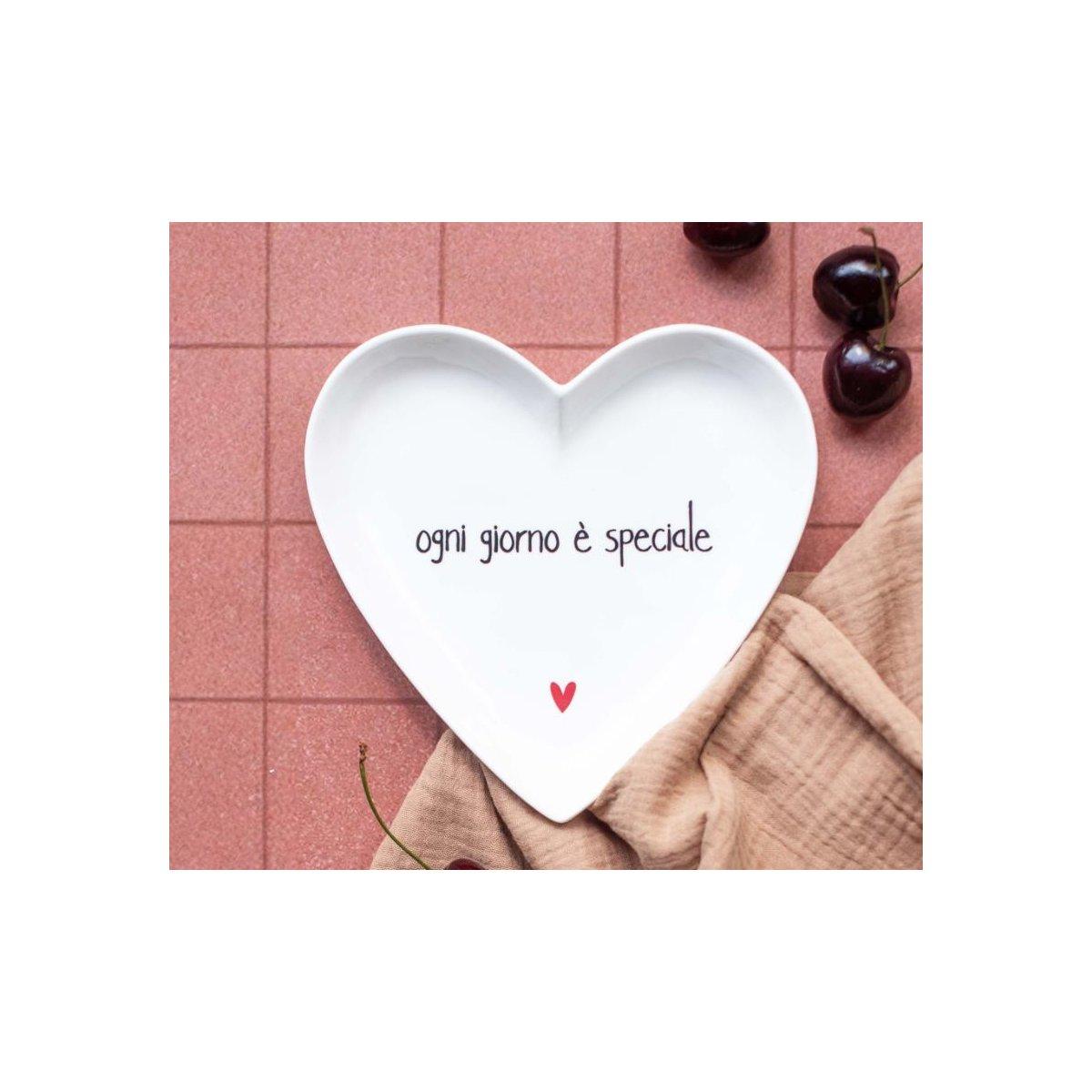 Piatto Tavola Ceramica Cuore cm.18 Simply Day Ogni Giorno è Speciale Set pz.2 |_223