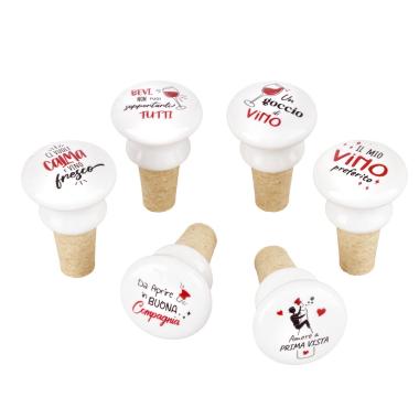 Tappo Ceramica Sughero con Scritta Un Goccio di Vino |_184A