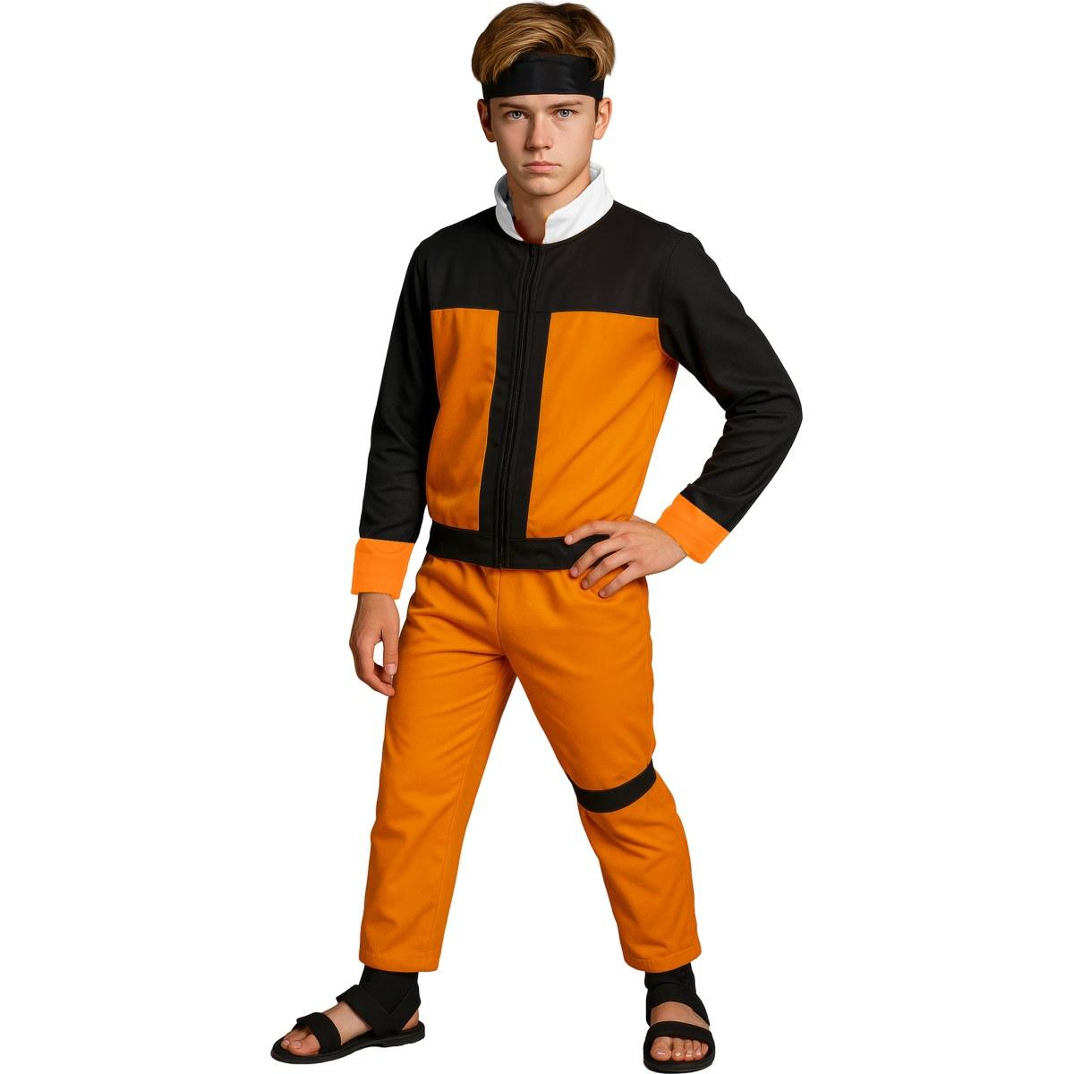 Costume Lottatore Karate Ninja Arancione Nero |Bambino B4_01022