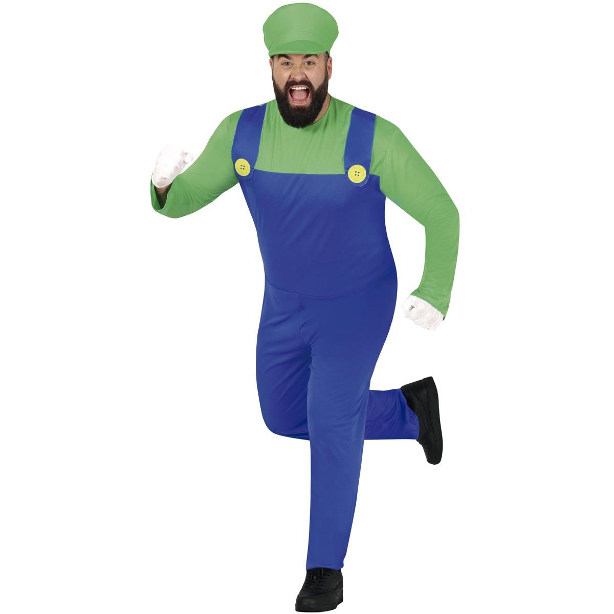 Costume Tuta Idraulico Blu Verde Luigi Salopette |Uomo_C4_01867