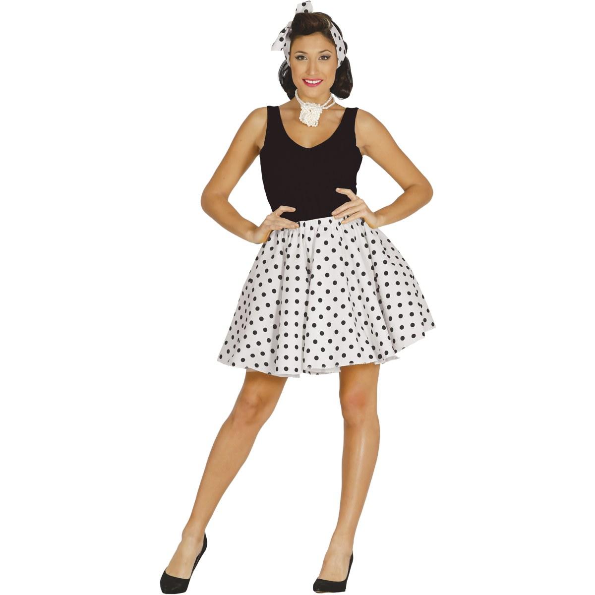 Gonna Pin Up Anni '50/'60 Bianca a Pois con Foulard |Donna