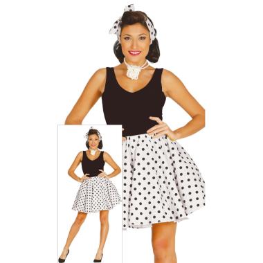 Gonna Pin Up Anni '50/'60 Bianca a Pois con Foulard |Donna