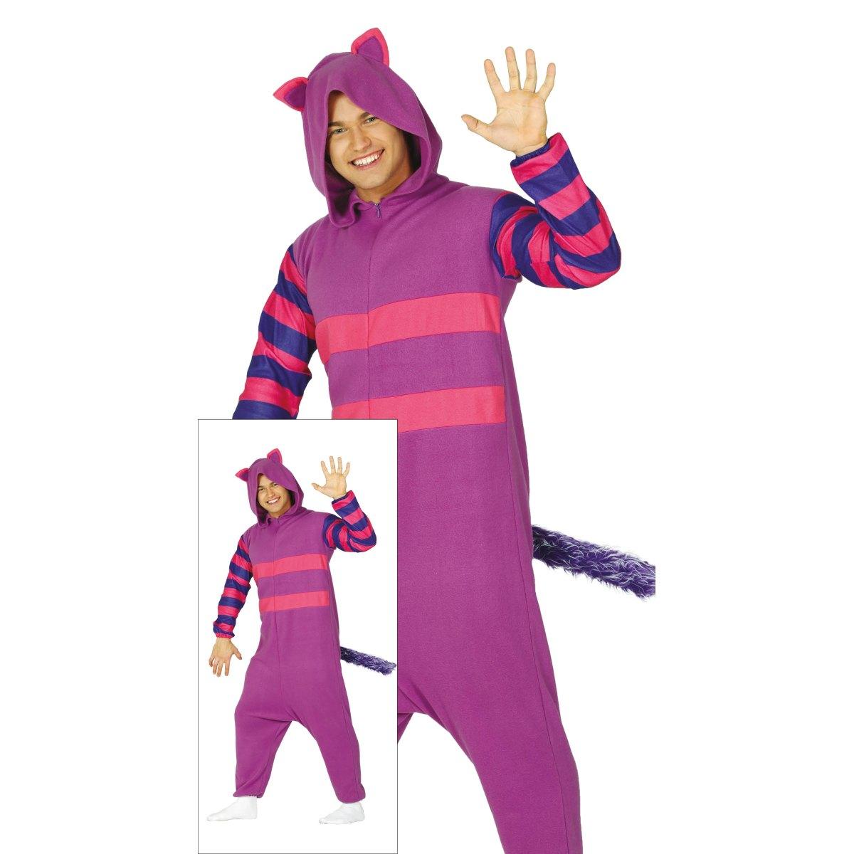 Costume Gatto Stregatto Viola Righe |Uomo L1_10129