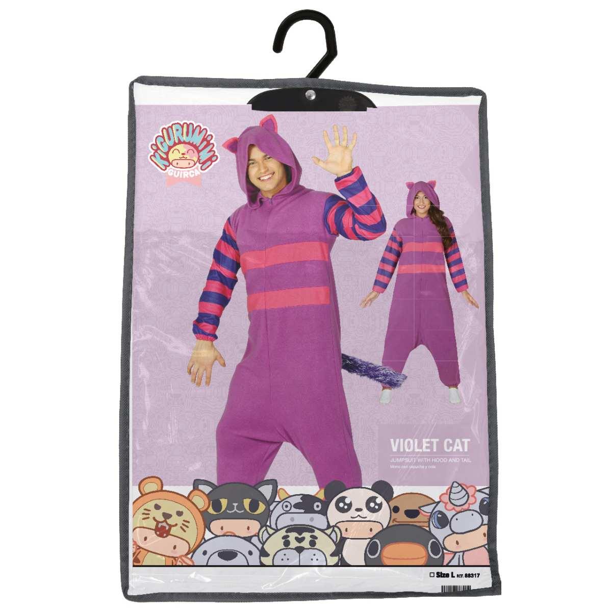 Costume Gatto Stregatto Viola Righe |Uomo L1_10129