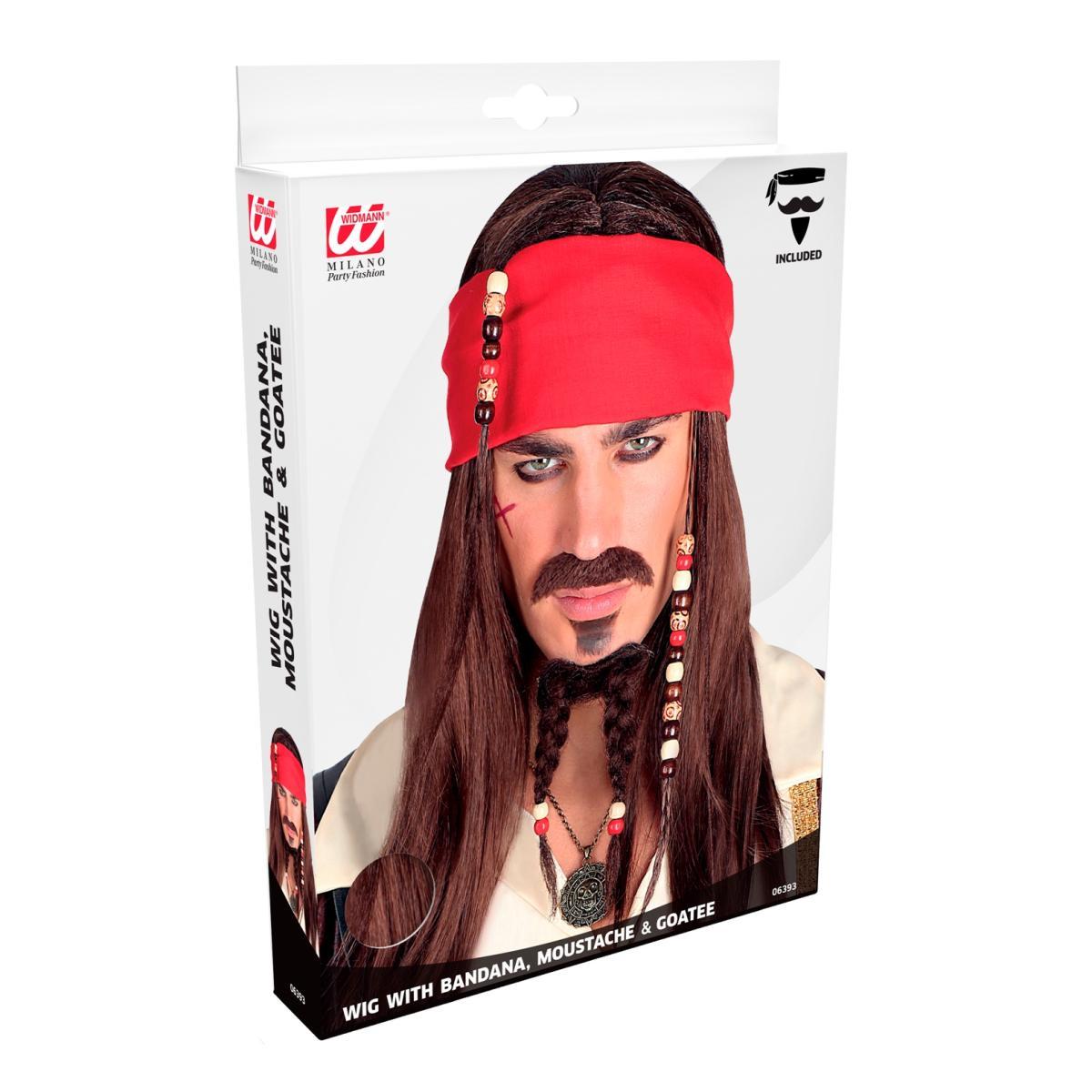 Parrucca Pirata Csatana con Bandana Baffi Pizzetto |_873